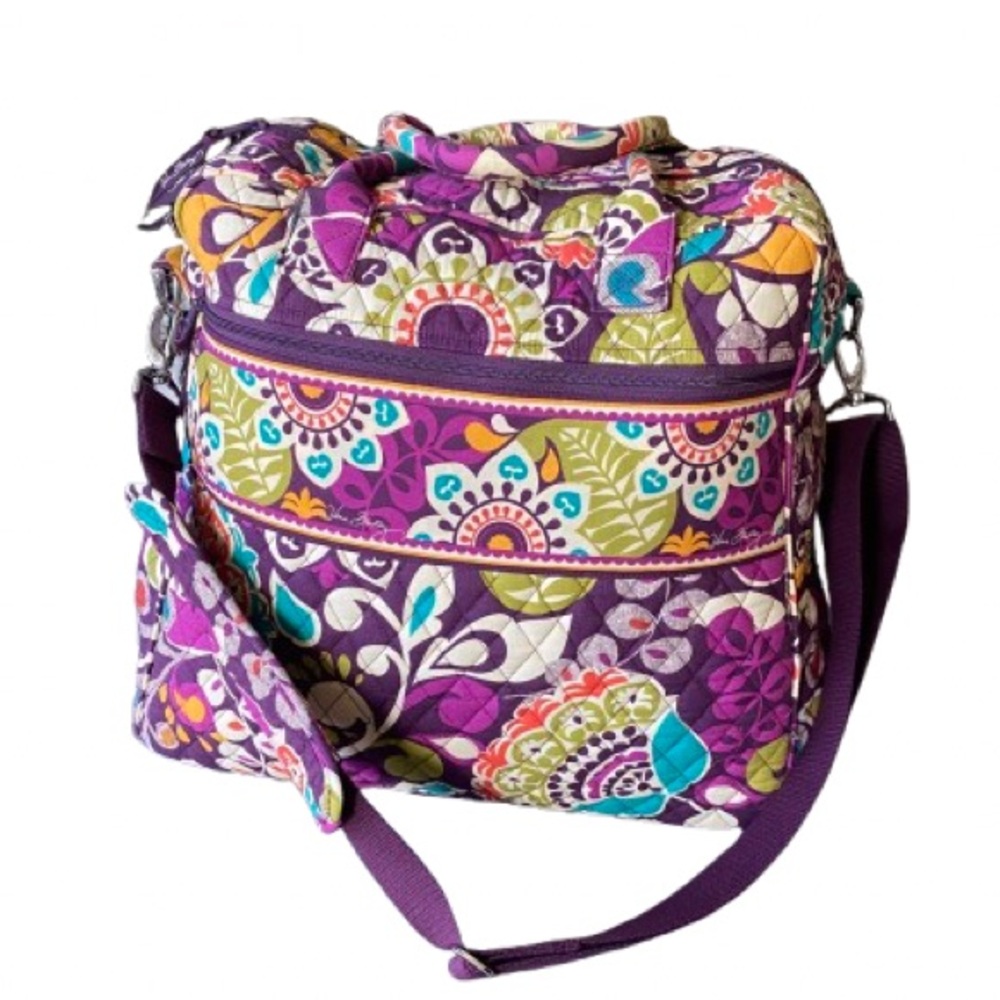 Vera Bradley Retired Plum Crazy Purple Weekend Duffel Bag - Picture 2 of 8